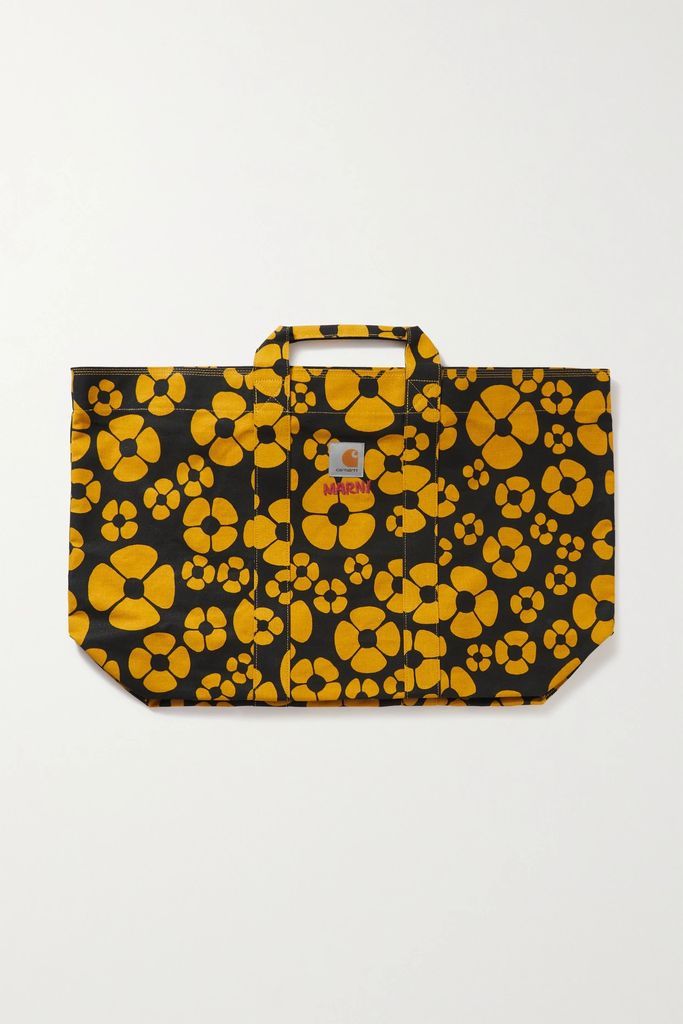 + Carhartt Wip Embroidered Floral-print Cotton-canvas Tote - Yellow
