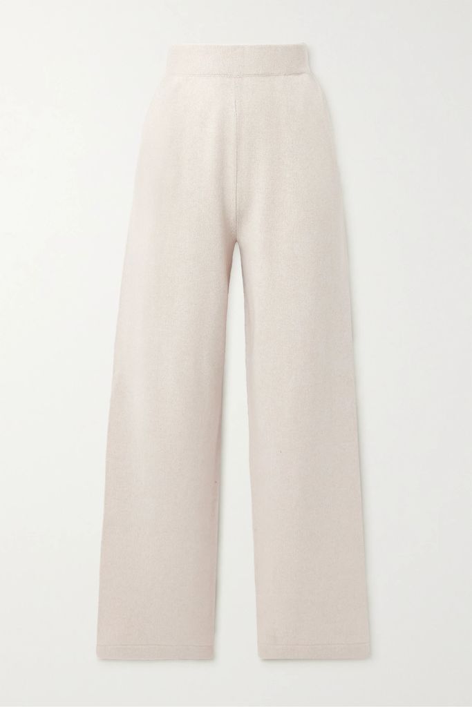 Golden Cashmere And Wool-blend Track Pants - Off-white