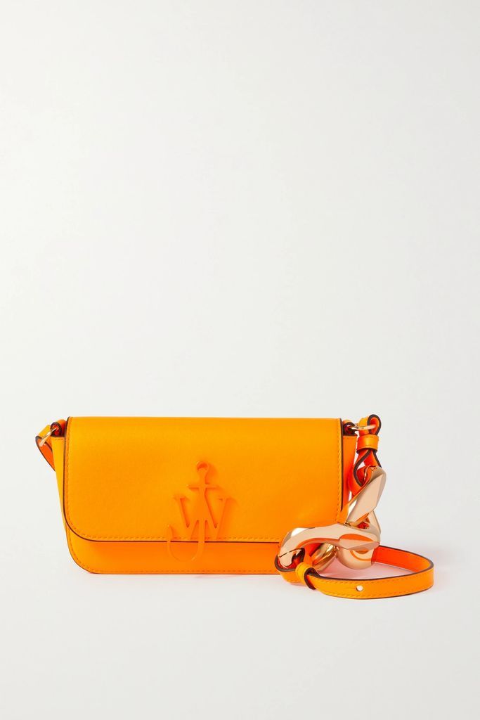 Anchor Neon Leather Shoulder Bag - Orange