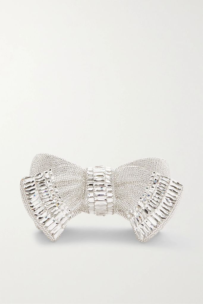 Bow Deco Gems Rhine Crystal-embellished Silver-tone Clutch - one size