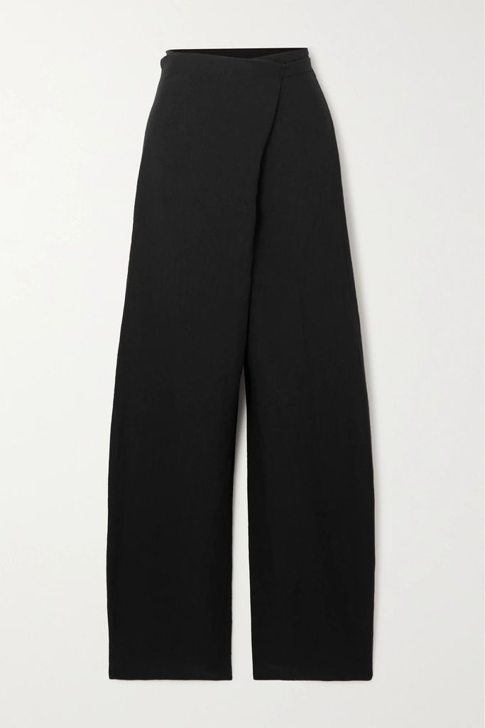 Arce Linen-blend Straight-leg Pants - Black