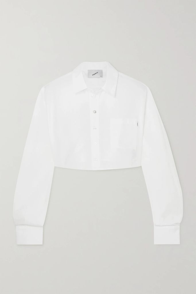 Cropped Cotton-poplin Shirt - White