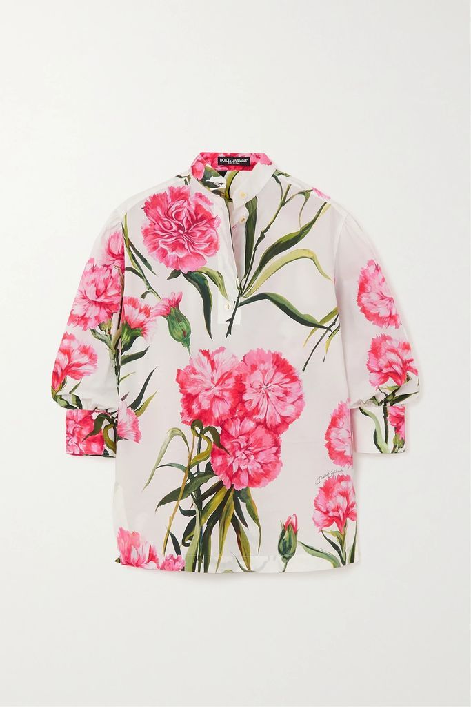 Floral-print Cotton-poplin Shirt - Pink