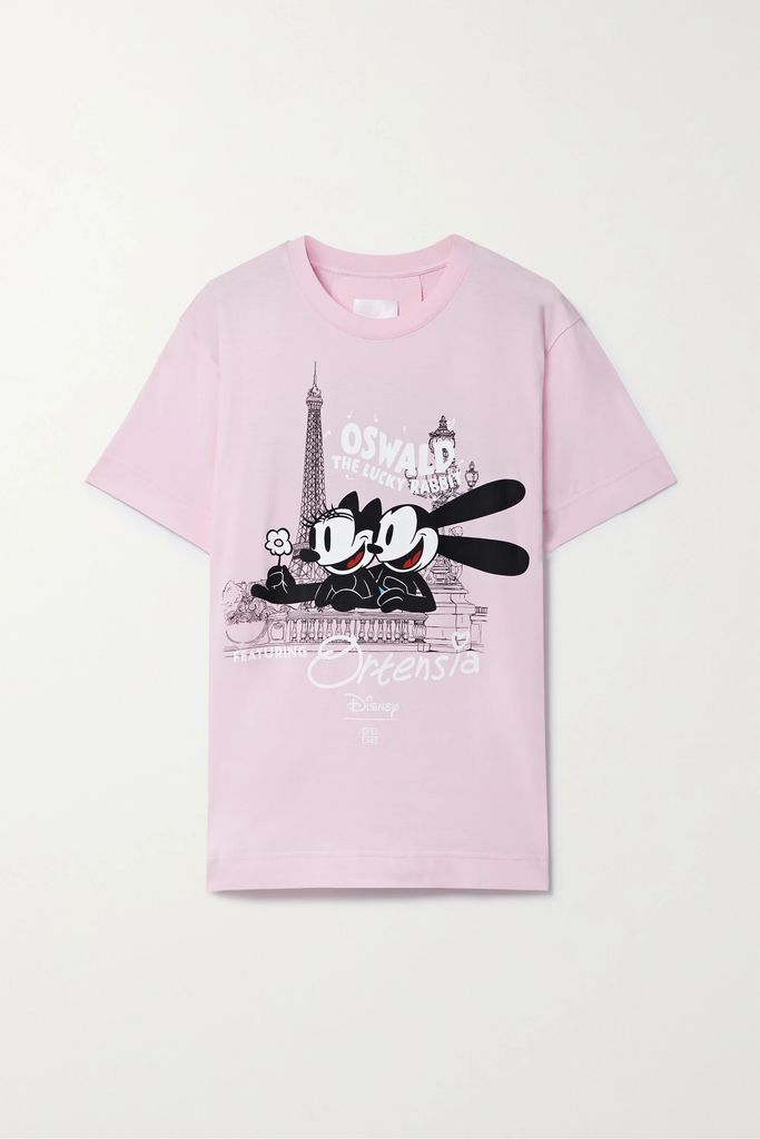+ Disney Embroidered Printed Cotton-jersey T-shirt - Pink