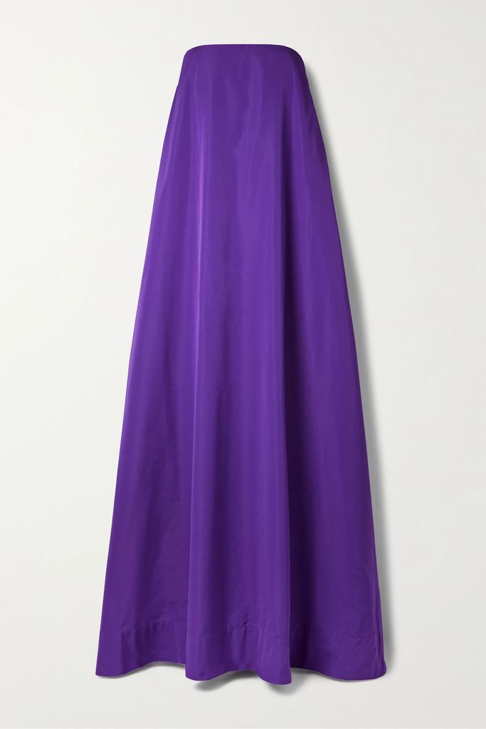 Strapless Draped Cotton-blend Faille Gown - Purple