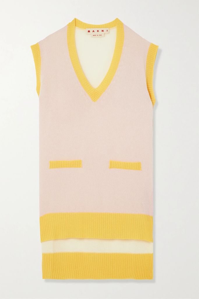 Two-tone Cashmere Sweater - Pink