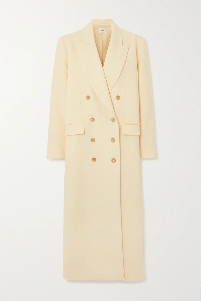 Barlow Double-breasted Woven Coat - Off-white