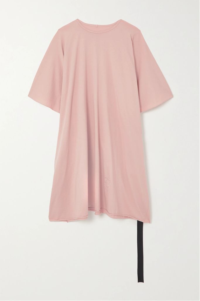 Minerva Oversized Belted Cotton-jersey Tunic - Pink