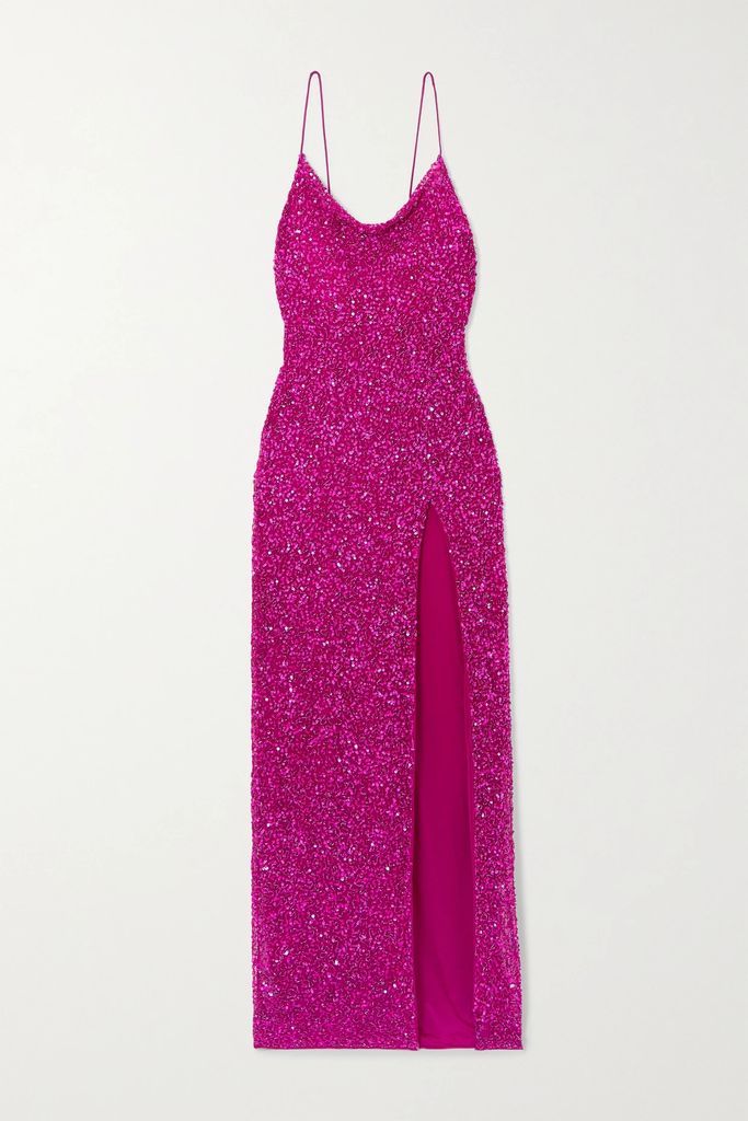Blair Sequined Tulle Maxi Dress - Pink