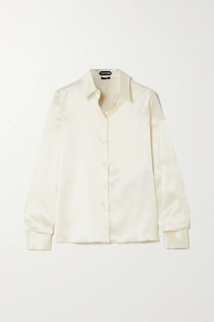 Silk And Lyocell-blend Satin Shirt - Cream