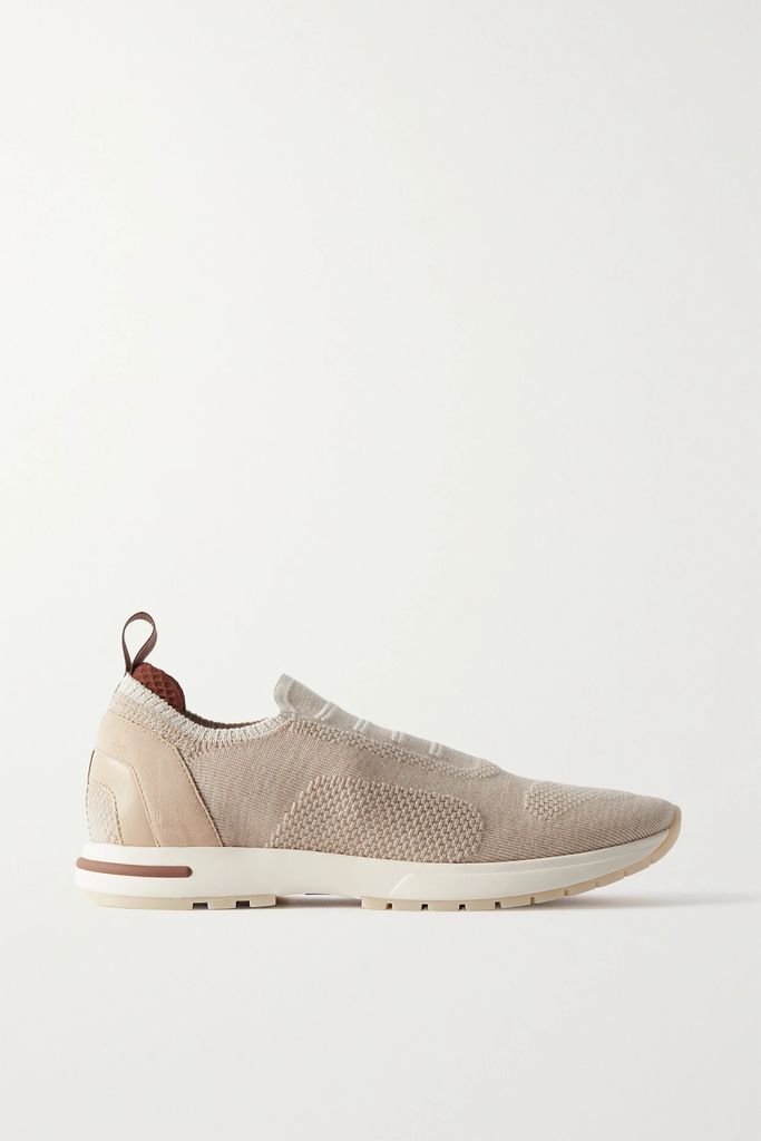 Flexy Leather-trimmed Wool-blend Sneakers - Neutral