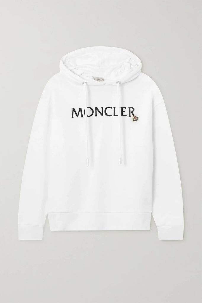 Appliquéd Cotton-jersey Hoodie - White