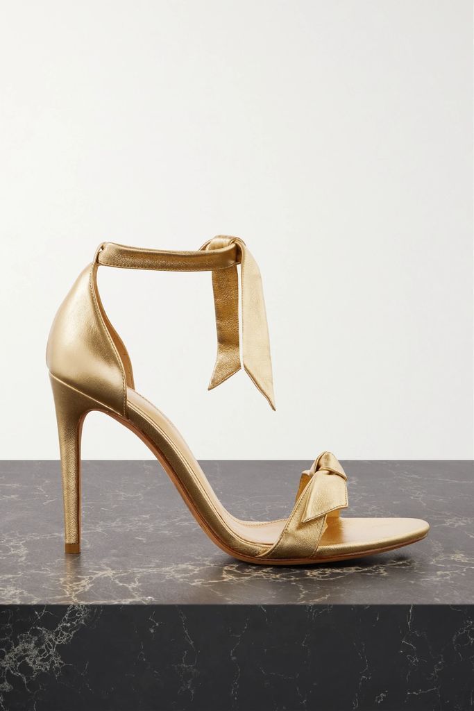 Clarita Bow-embellished Metallic Leather Sandals - Gold