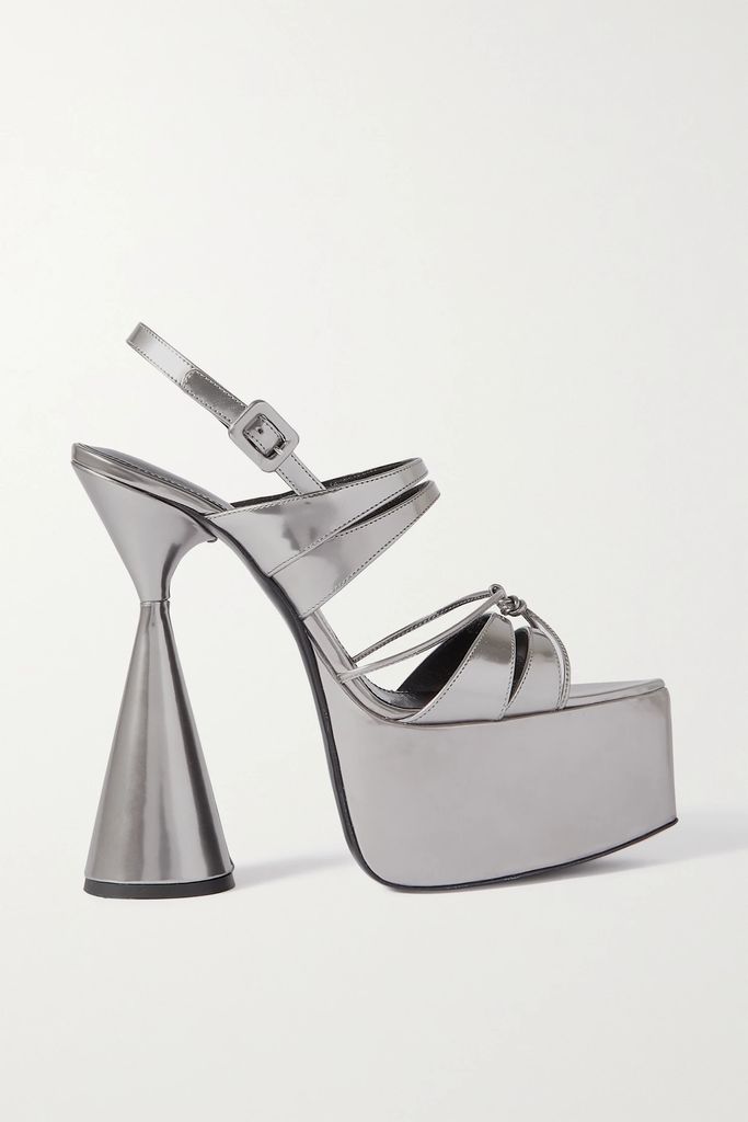 Belle Metallic Glossed-leather Platform Sandals - Silver