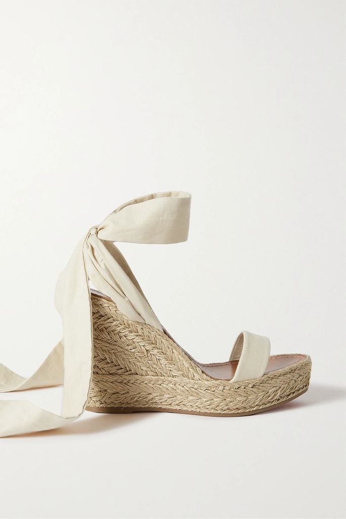 Monica Du Désert 120 Cotton-canvas Espadrille Wedge Sandals - Off-white