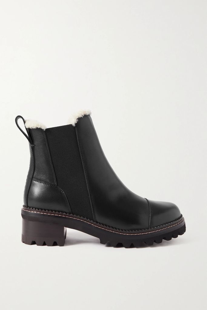 Mallory Shearling-lined Leather Chelsea Boots - Black