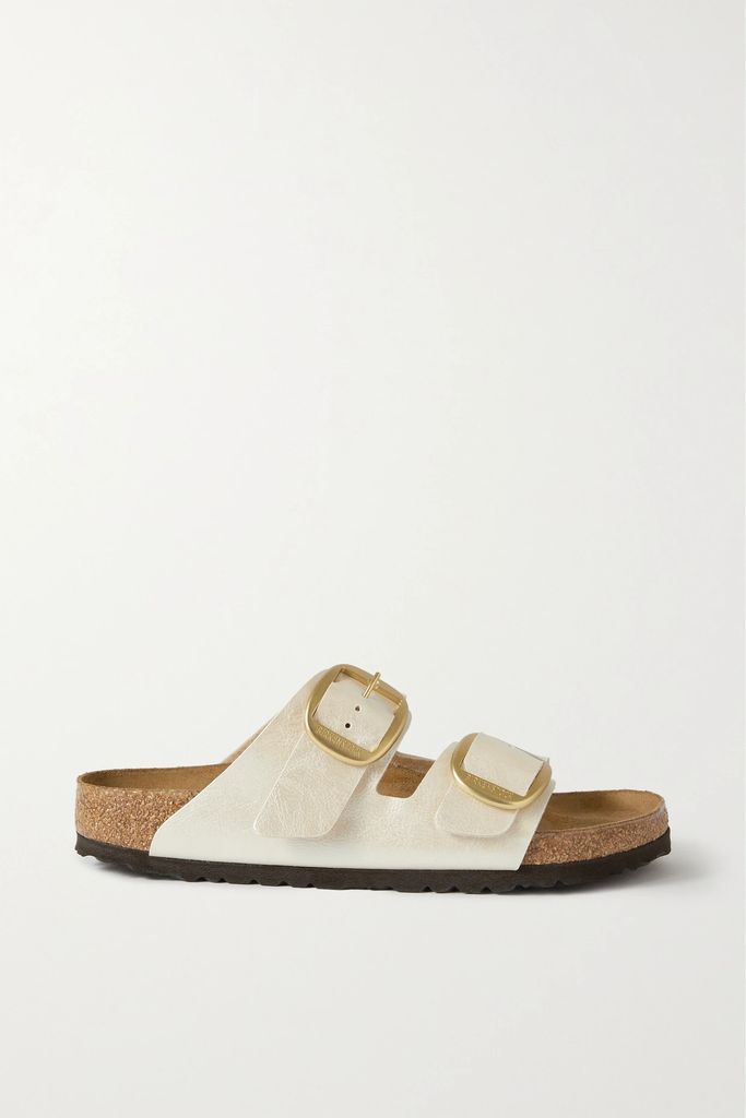 Arizona Metallic Leather Sandals - White