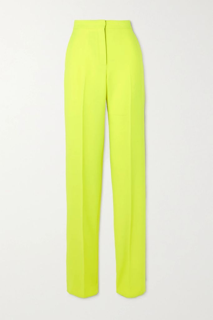Neon Grain De Poudre Wool And Mohair-blend Slim-leg Pants - Bright yellow