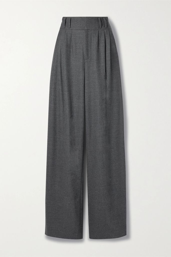 Tyr Wool-blend Ponte Wide-leg Pants - Gray