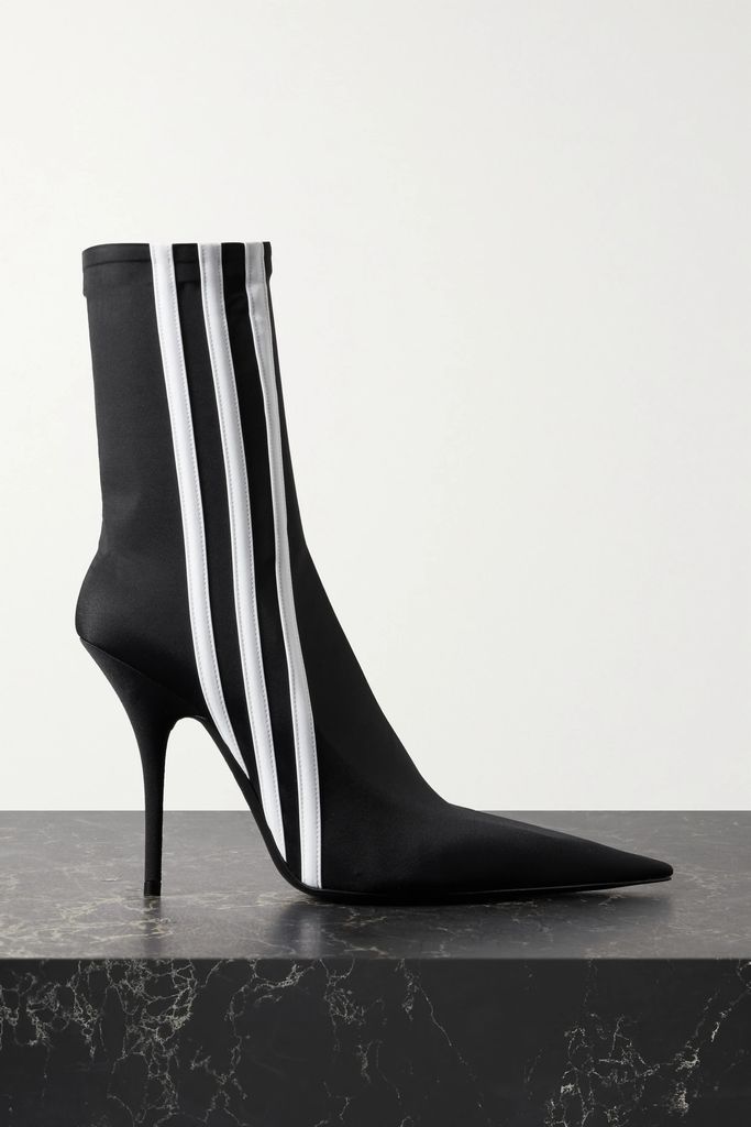+ Adidas Knife Striped Spandex Ankle Boots - Black
