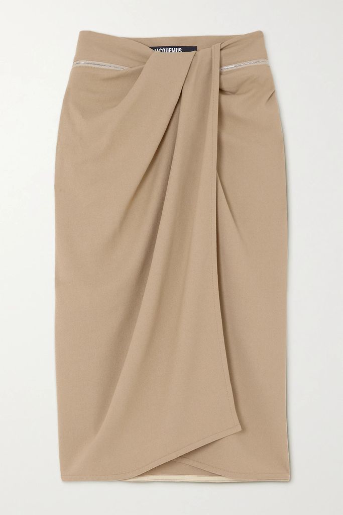 Bodri Zip-detailed Draped Crepe Skirt - Beige