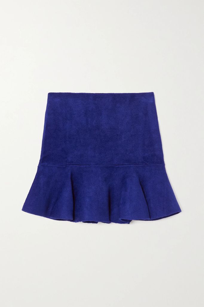 Lenny Brushed-velvet Mini Skirt - Royal blue