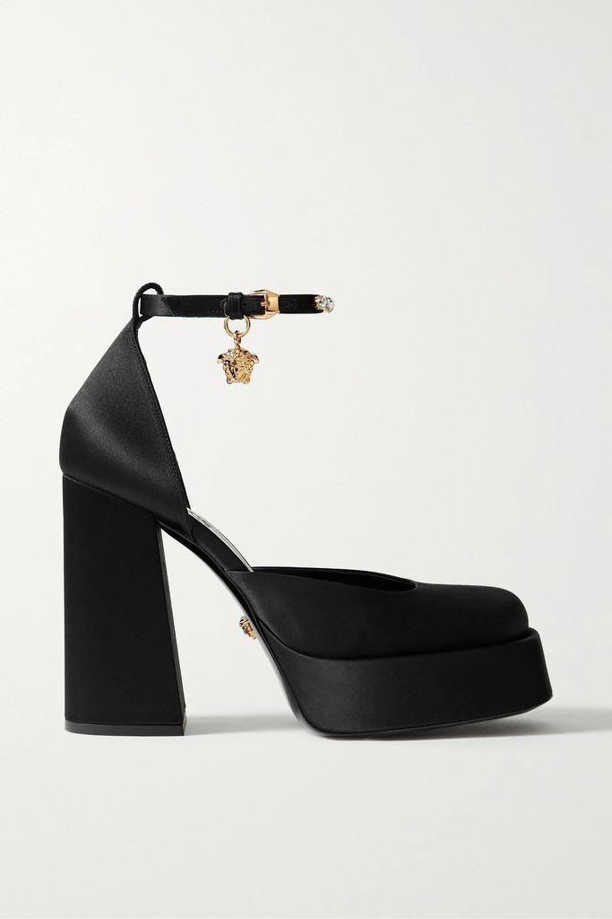 Medusa Aevitas Embellished Satin Platform Pumps - Black