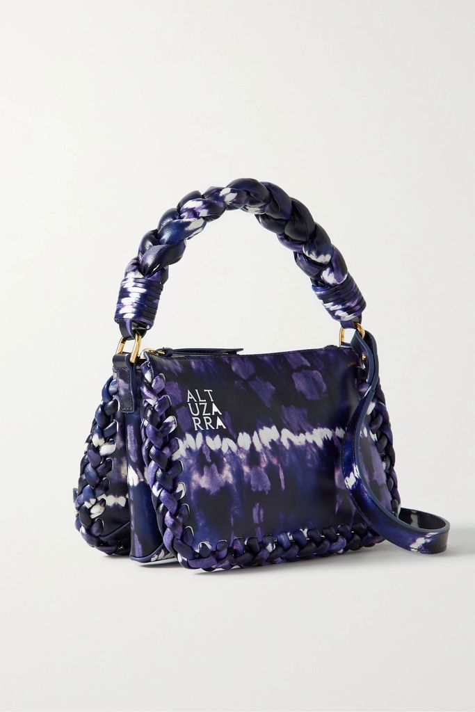 Braided Small Tie-dyed Leather Shoulder Bag - Purple