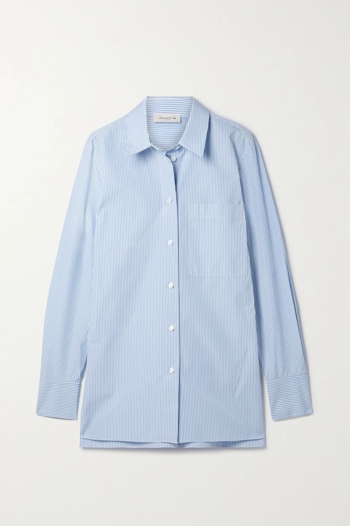 Greyson Striped Cotton-poplin Shirt - Light blue