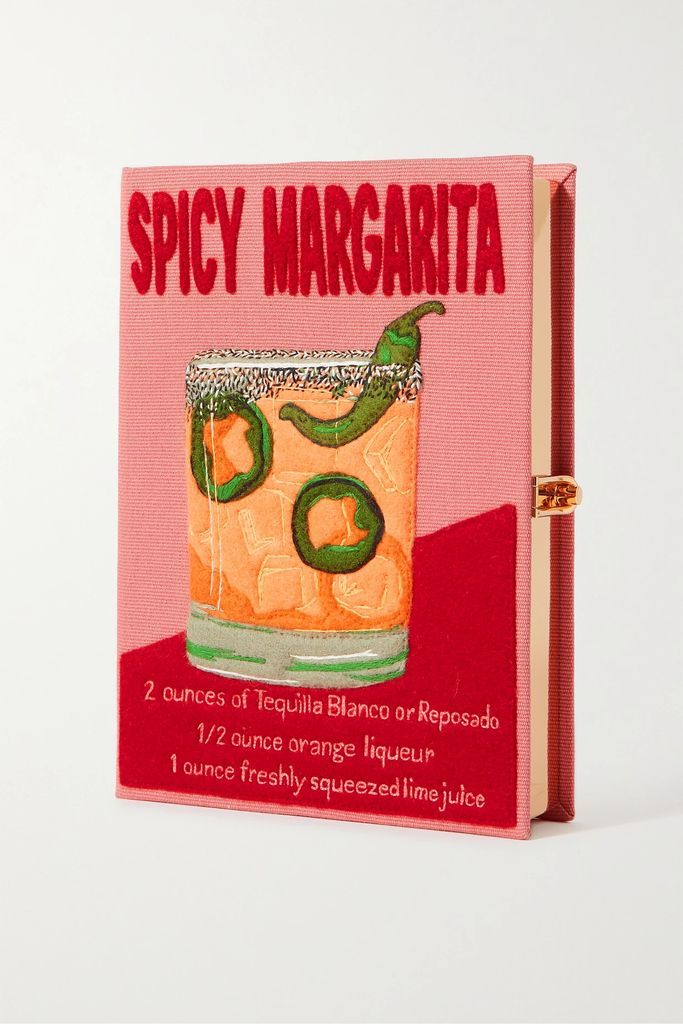 Spicy Margarita Embroidered Appliquéd Canvas Clutch - Pink