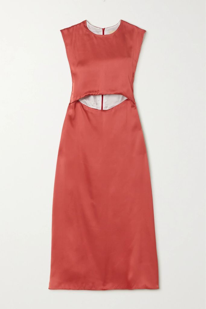 Copan Cutout Satin Midi Dress - Red