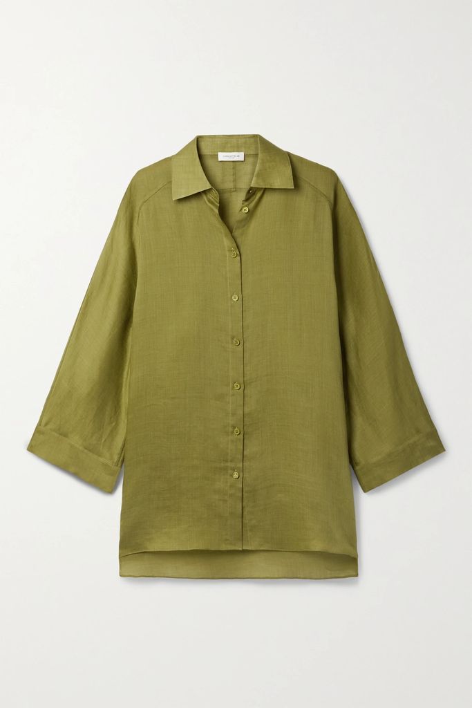 Oversized Ramie And Tencel Lyocell-blend Shirt - Army green