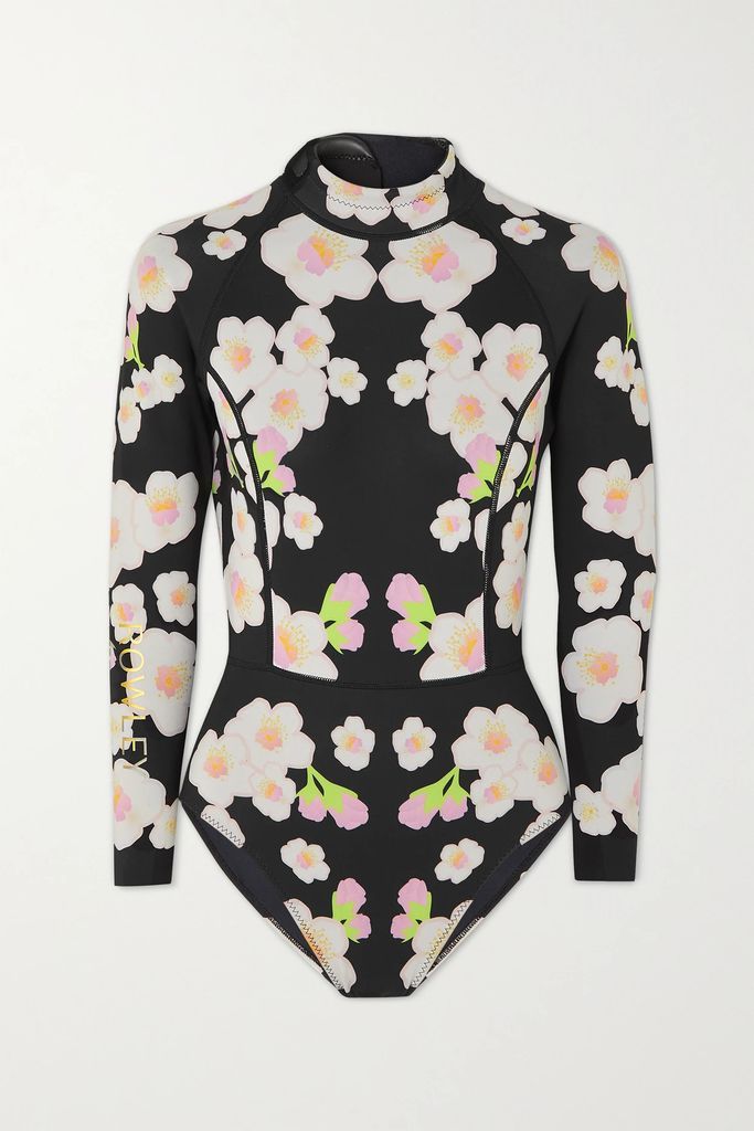 Floral-print Wetsuit - Black