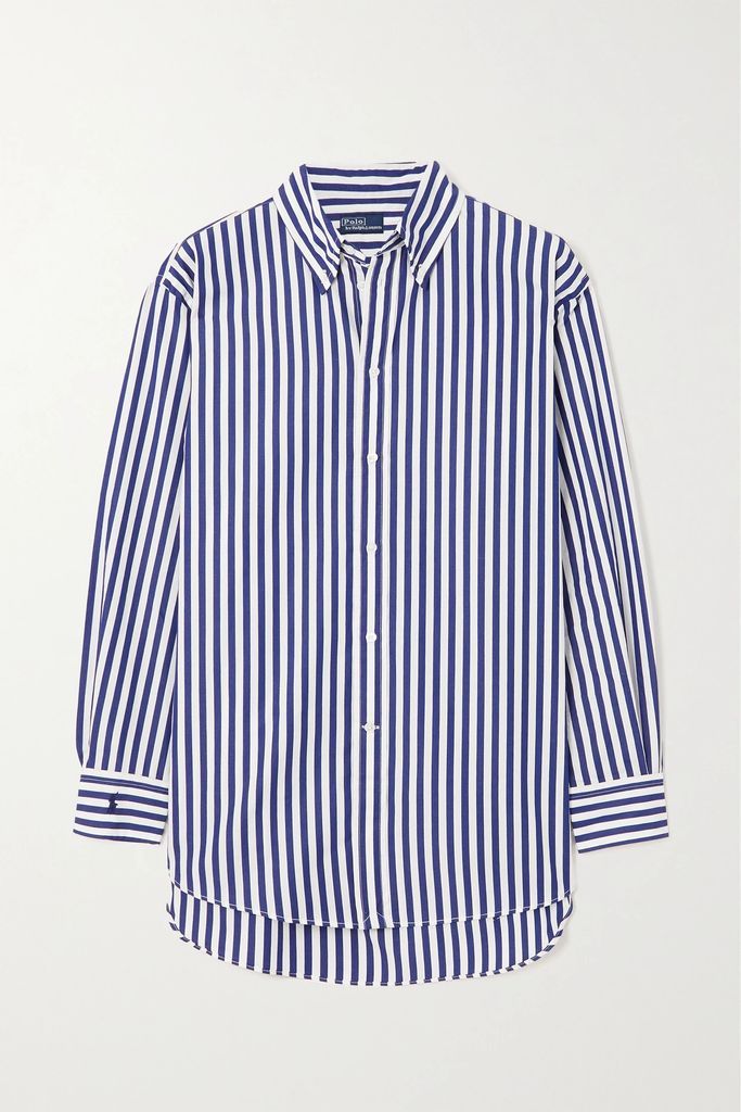 Striped Cotton-poplin Shirt - Navy