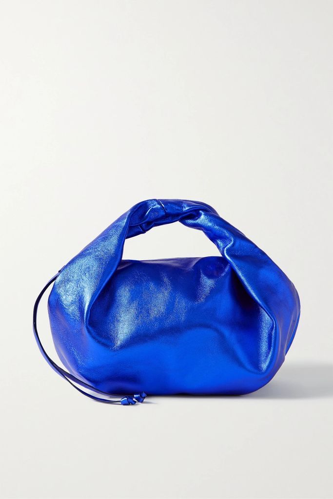 Twisted Metallic Leather Tote - Blue