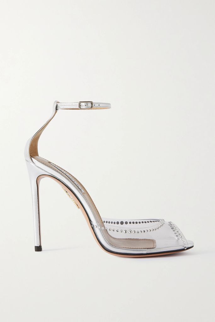 Ray Of Light 105 Embellished Metallic Leather And Pvc Sandals - Silver