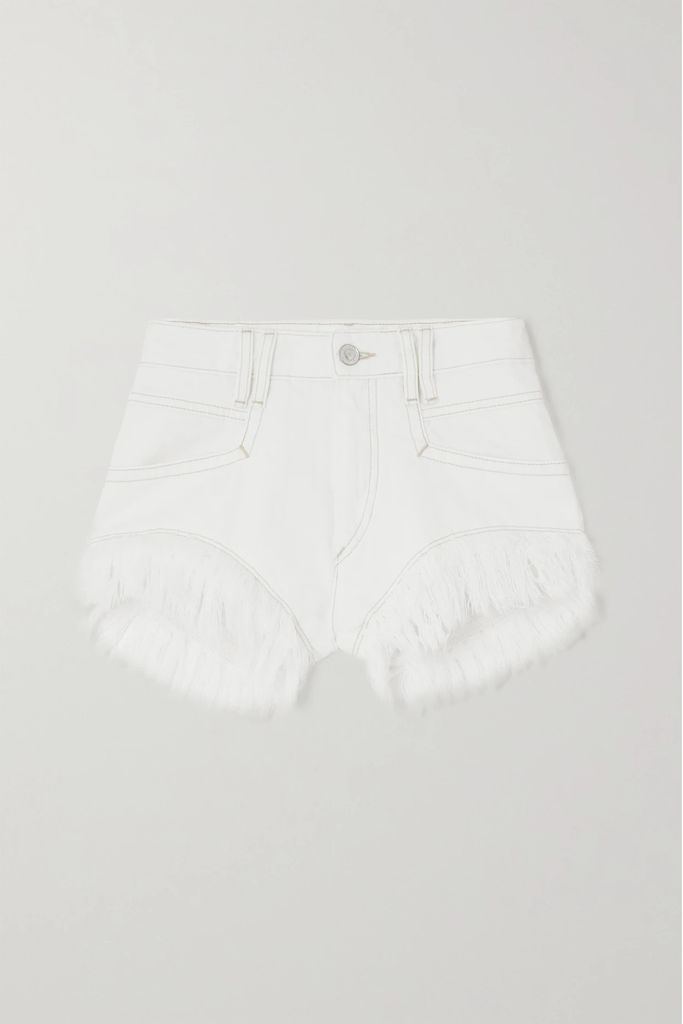 Eneidao Frayed Denim Shorts - White