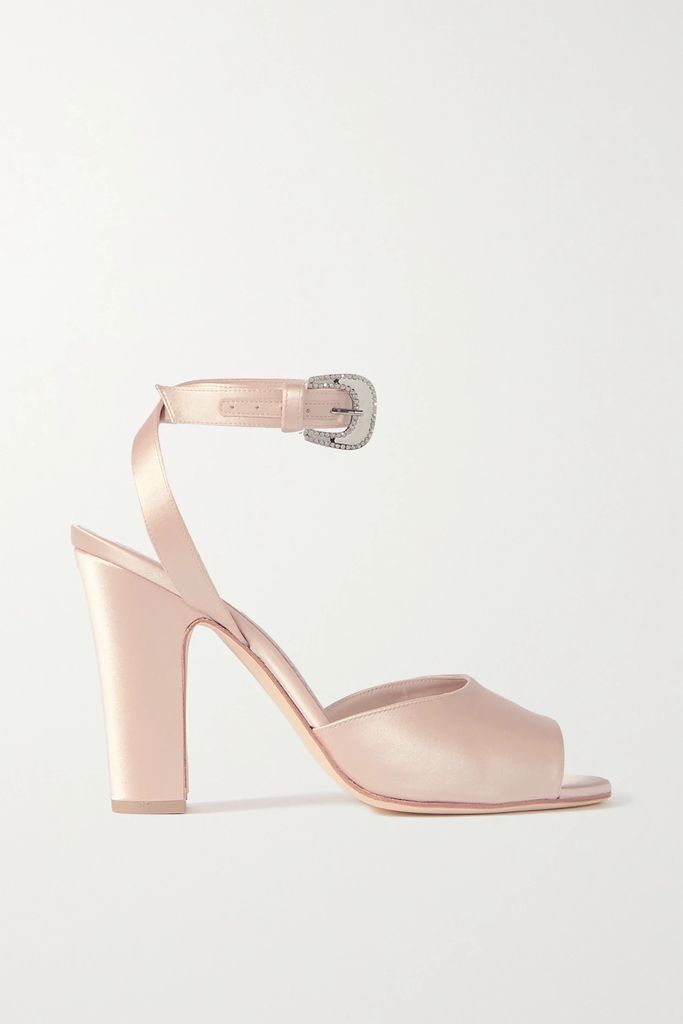 Elohbita 105 Embellished Satin Sandals - Neutral