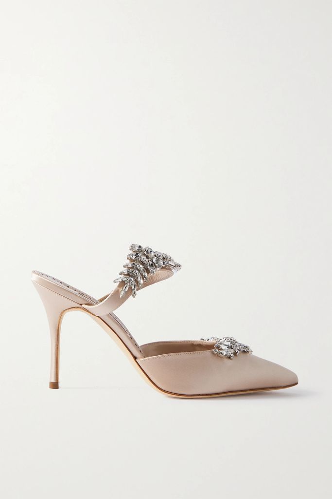 Lurum 90 Crystal-embellished Satin Mules - Neutral