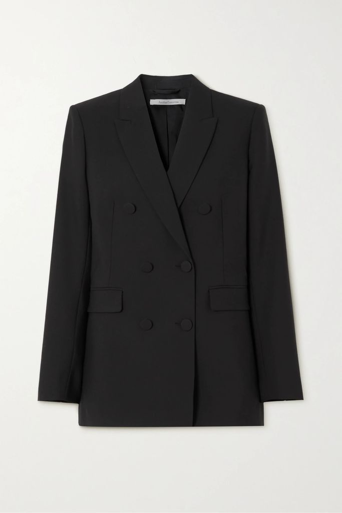 + Net Sustain Double-breasted Merino Wool Jacket - Black