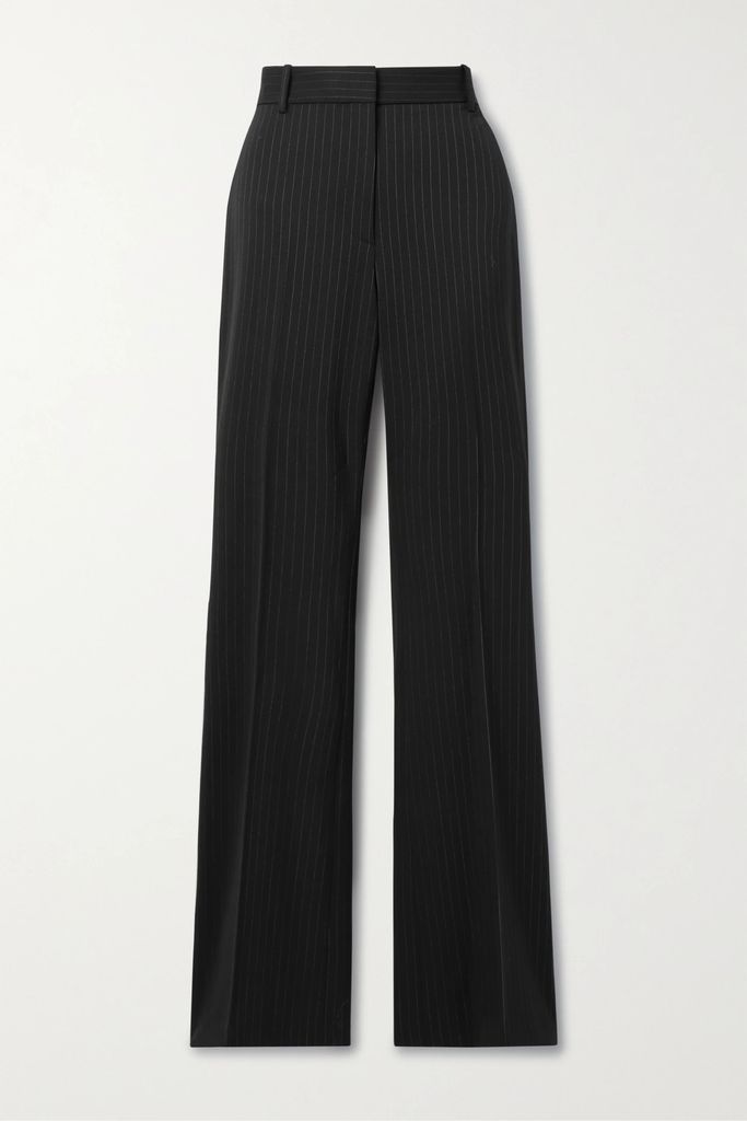 Corette Pinstriped Twill Straight-leg Pants - Black