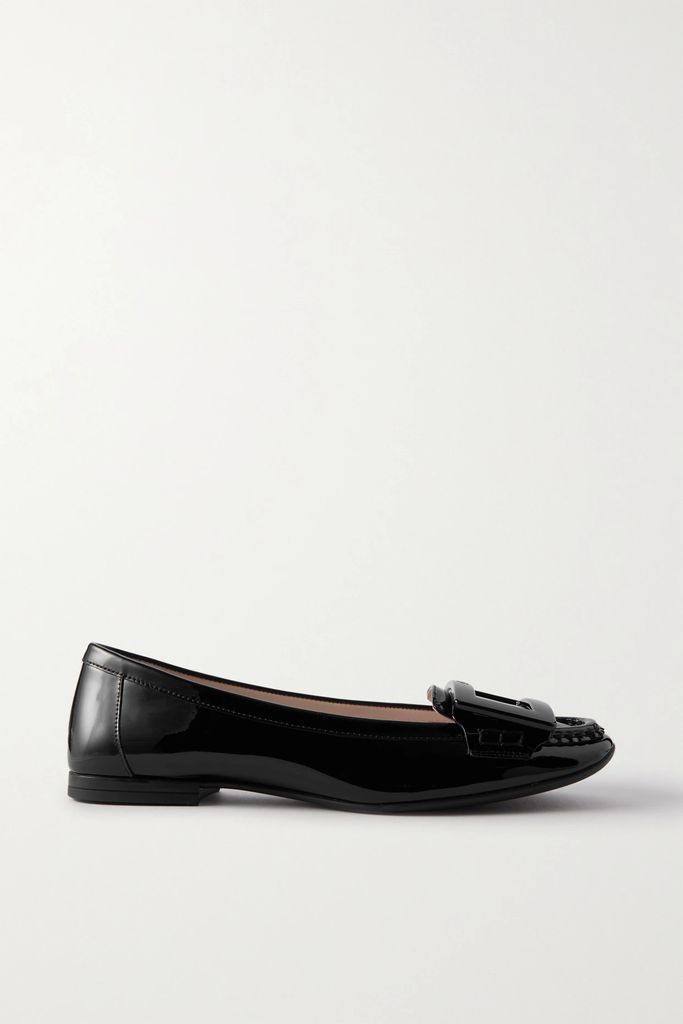 Buckled Patent-leather Loafers - Black