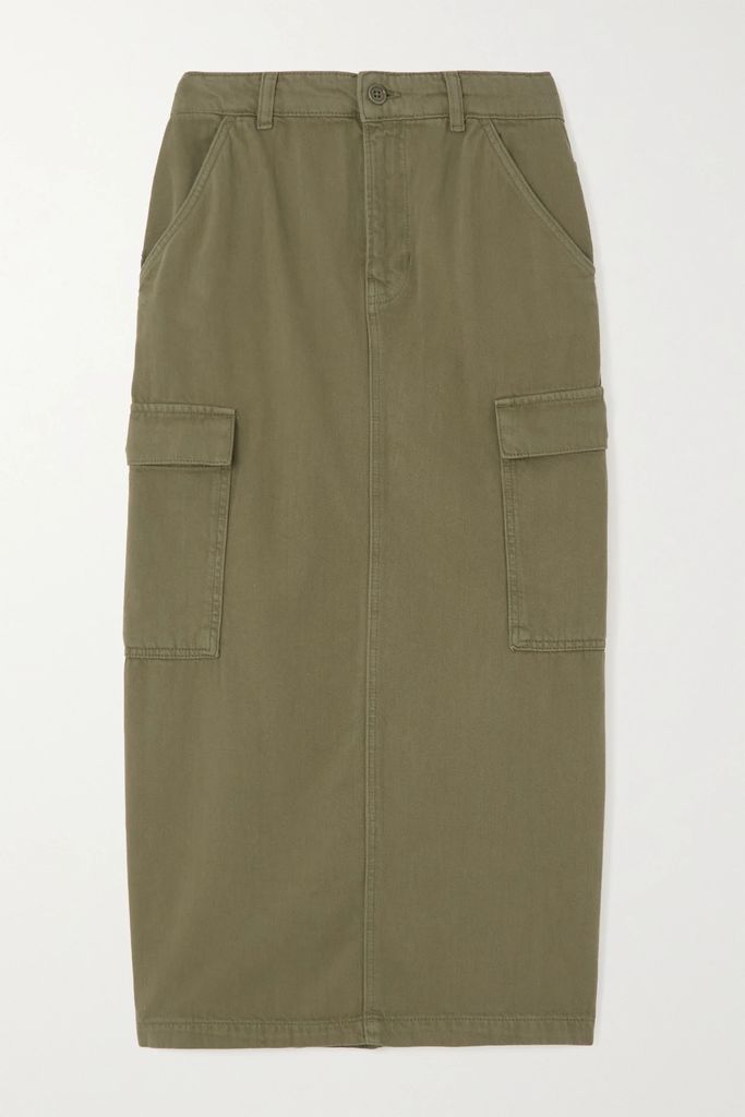 Maggi Organic Cotton-twill Midi Skirt - Army green