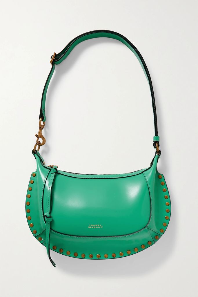 Oskan Moon Studded Leather Shoulder Bag - Jade