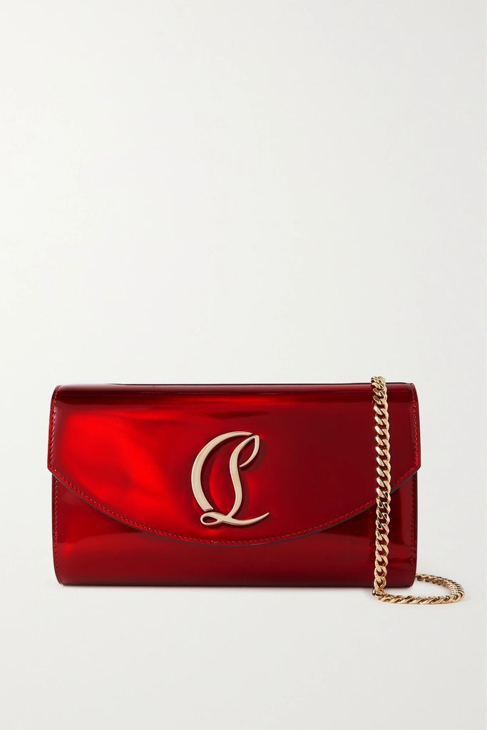 Loubi54 Embellished Metallic Leather Shoulder Bag - Red