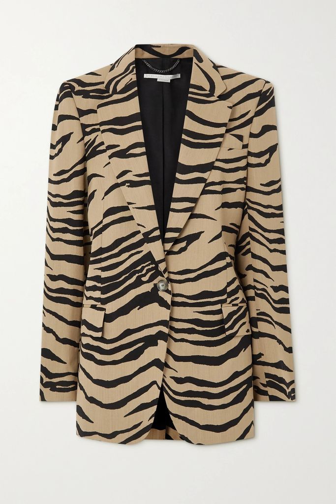 Oversized Zebra-jacquard Wool-blend Blazer - Zebra print