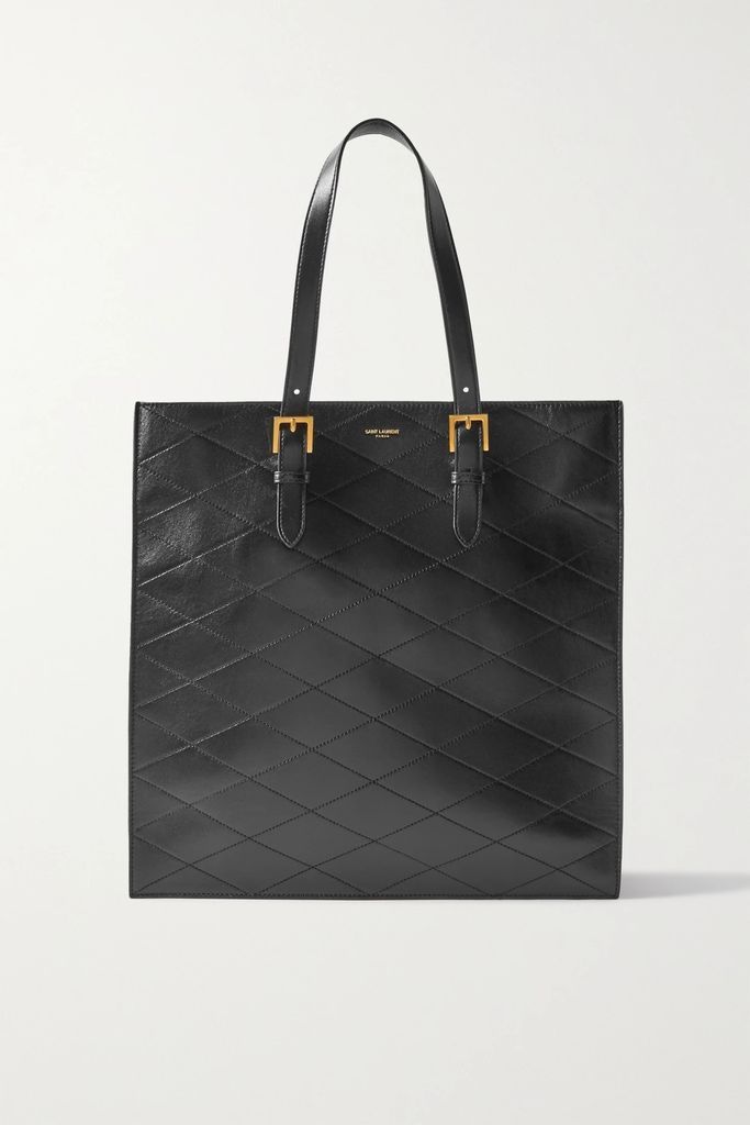 Talia Quilted Leather Tote - Black
