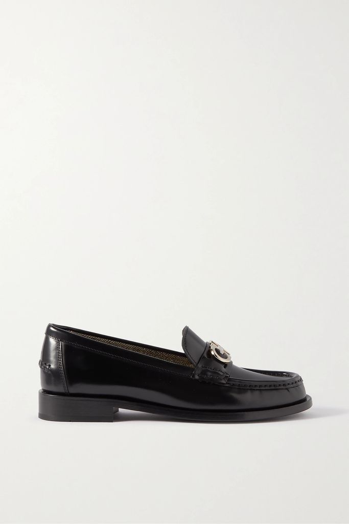 Ofelia Embellished Glossed-leather Loafers - Black
