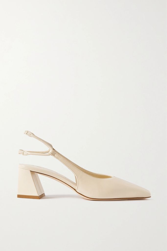 Polly Leather Slingback Pumps - Cream