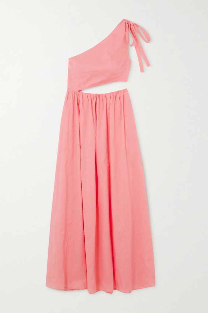 Alberobello One-shoulder Cutout Cotton Midi Dress - Pink